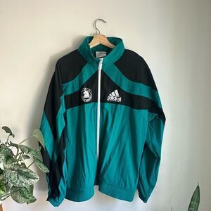 Vintage 90s Boston Marathon Adidas Windbreaker Running Jacket Teal Green L 1993